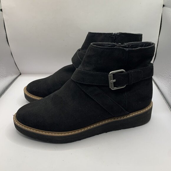 Naturalizer Aster Black Faux Suede Wedge Ankle Boots size 7M E4 - Picture 3 of 9